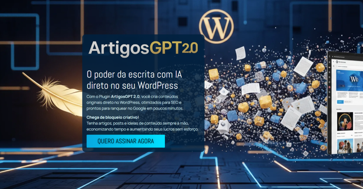ArtigosGPT 2.0 – Escreva Artigos em Seu WordPress com Inteligência Artificial ArtigosGPT 2.0 - Escreva Artigos em Seu Wordpress com Inteligência Artificial